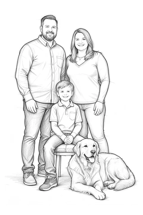 The sample photo drawn in the Sketch style