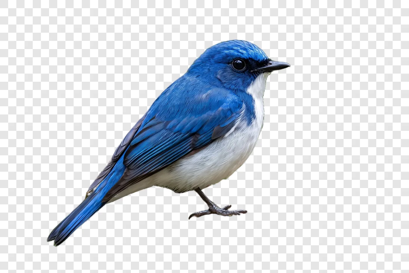 The flycatcher cut out, on a checkerboard showing the transparent background