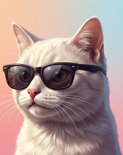 Illustration of a cat wearing sunglasses